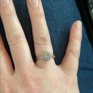 Lab Created Diamond Elegant Sterling Silver Halo Ring